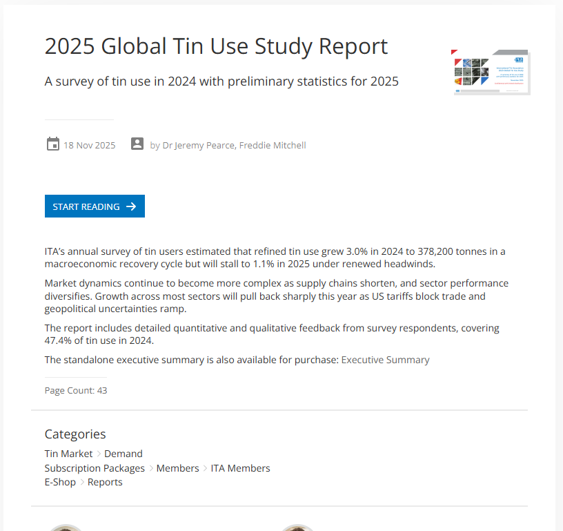 Global Tin Use Study 2025 Report