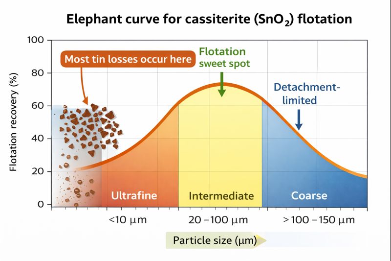 Elephant curve for cassiterite flotation