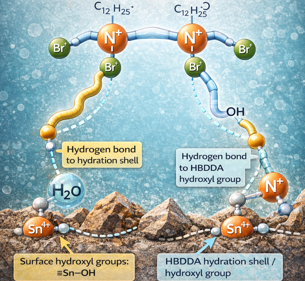 Cassiterite surfactant interaction mechanism